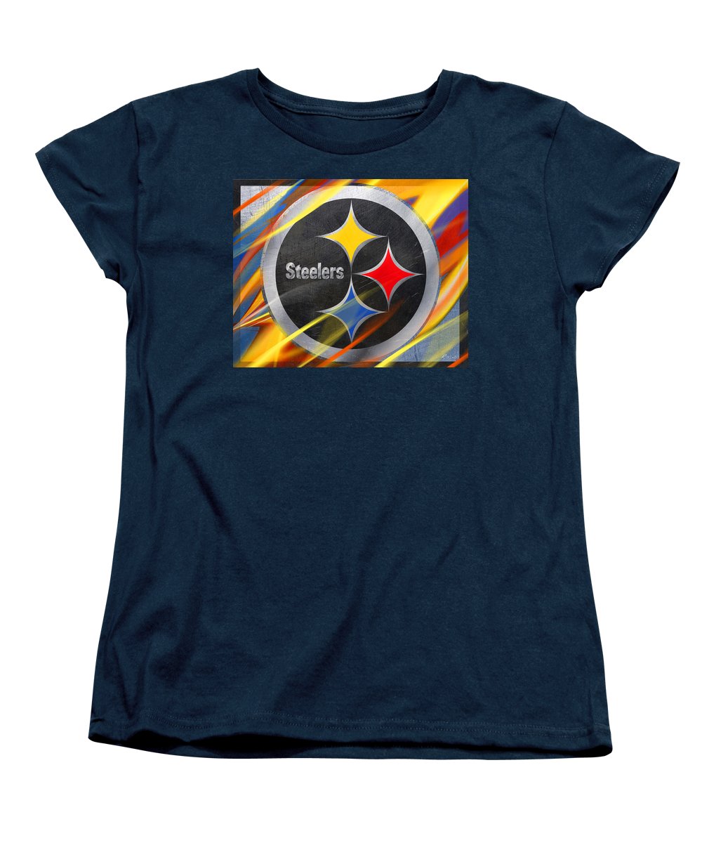 Pittsburgh Steelers Football - Women's T-Shirt (Standard Fit) Women's T-Shirt (Standard Fit) Pixels Navy Small 