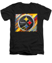 Pittsburgh Steelers Football - Men's V-Neck T-Shirt Men's V-Neck T-Shirt Pixels Black Small 