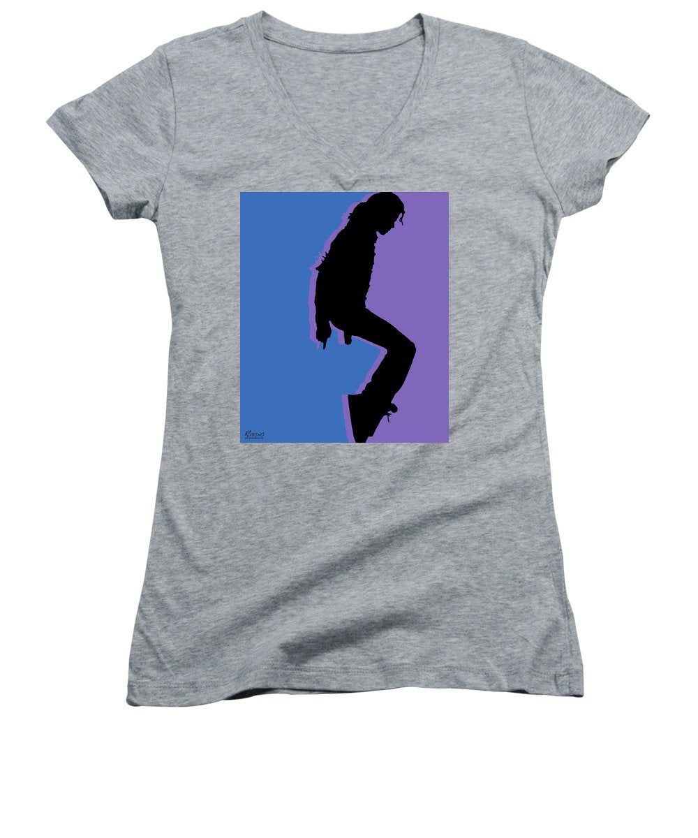 Pop King Music Tee Shirt - Women's V-Neck (Athletic Fit) Women's V-Neck (Athletic Fit) Pixels Heather Small 