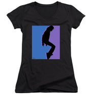 Pop King Music Tee Shirt - Women's V-Neck (Athletic Fit) Women's V-Neck (Athletic Fit) Pixels Black Small 