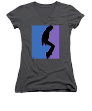 Pop King Music Tee Shirt - Women's V-Neck (Athletic Fit) Women's V-Neck (Athletic Fit) Pixels Charcoal Small 