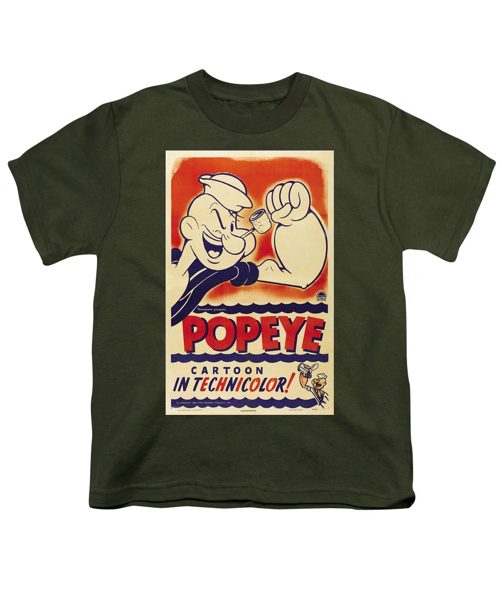 Popeye Power T-Shirt – Schwarz, Größe XL, Mit Comic-Design Für Lockeren Freizeitlook