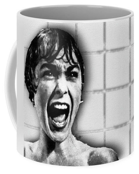 Psycho By Alfred Hitchcock, With Janet Leigh Shower Scene H Black And White - Mug
