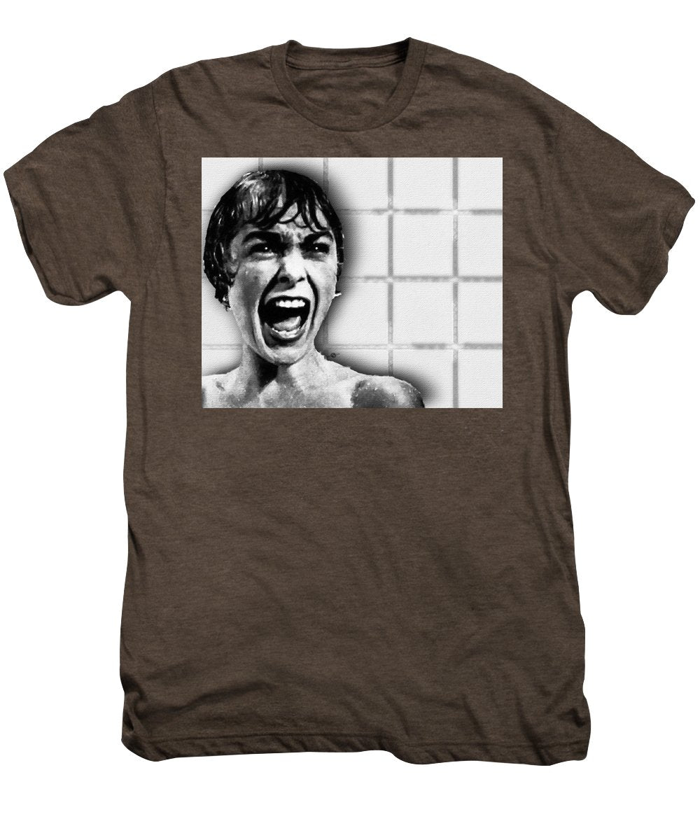 Psycho By Alfred Hitchcock, With Janet Leigh Shower Scene H Black And White - Men's Premium T-Shirt