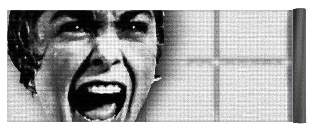 Psycho By Alfred Hitchcock, With Janet Leigh Shower Scene H Black And White - Yoga Mat