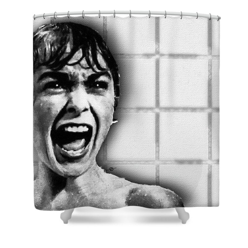 Psycho By Alfred Hitchcock, With Janet Leigh Shower Scene H Black And White - Shower Curtain