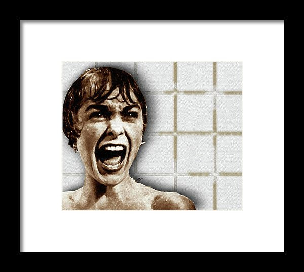 Psycho By Alfred Hitchcock, With Janet Leigh Shower Scene H Color - Framed Print