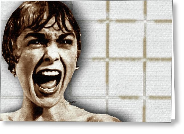 Psycho By Alfred Hitchcock, With Janet Leigh Shower Scene H Color - Greeting Card