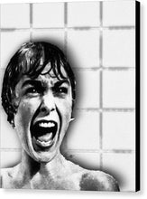 Psycho By Alfred Hitchcock, With Janet Leigh Shower Scene V Black And White - Canvas Print