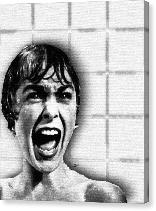 Psycho By Alfred Hitchcock, With Janet Leigh Shower Scene V Black And White - Canvas Print