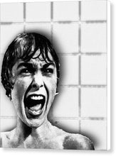 Psycho By Alfred Hitchcock, With Janet Leigh Shower Scene V Black And White - Canvas Print