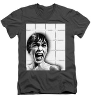 Psycho By Alfred Hitchcock, With Janet Leigh Shower Scene V Black And White - Men's V-Neck T-Shirt