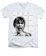Psycho By Alfred Hitchcock, With Janet Leigh Shower Scene V Black And White - Men's V-Neck T-Shirt