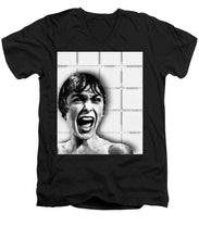 Psycho By Alfred Hitchcock, With Janet Leigh Shower Scene V Black And White - Men's V-Neck T-Shirt