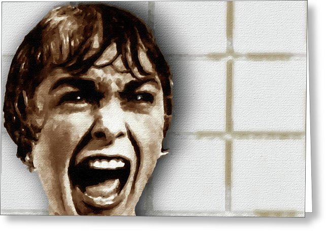 Psycho By Alfred Hitchcock, With Janet Leigh Shower Scene V Color - Greeting Card