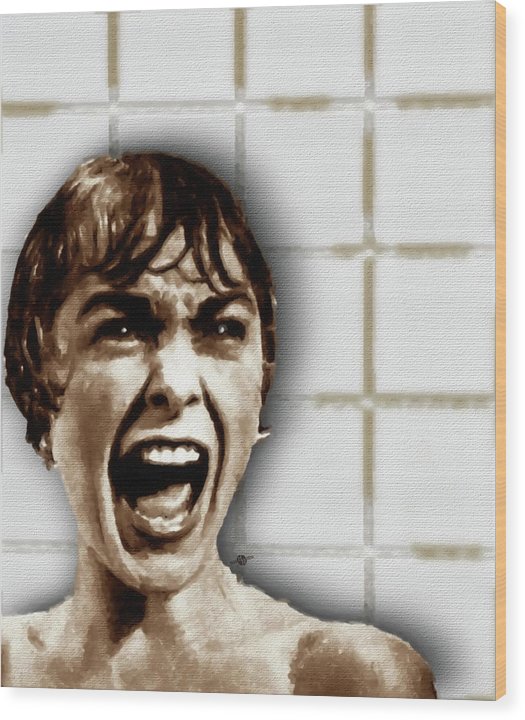 Psycho By Alfred Hitchcock, With Janet Leigh Shower Scene V Color - Wood Print