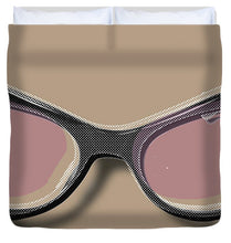 Retro Glasses Funky Pop Pink Rose Brown - Duvet Cover