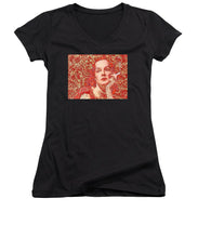 Rise Rubino Red - Women's V-Neck (Athletic Fit) Women's V-Neck (Athletic Fit) Pixels Black Small 