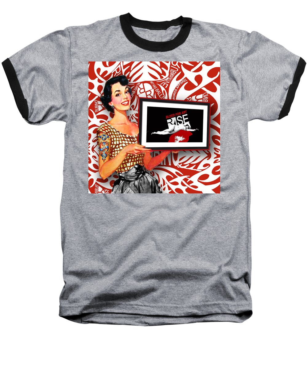 Rise Spokesperson - Baseball T-Shirt Baseball T-Shirt Pixels Heather / Black Small 