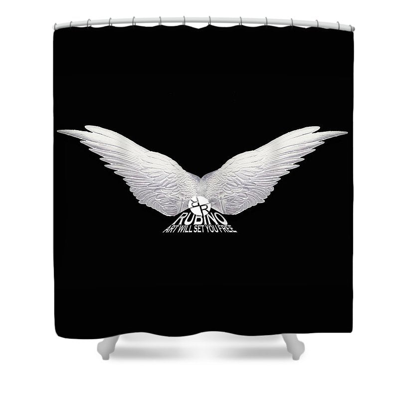 Rise White Wings - Shower Curtain Shower Curtain Pixels 71