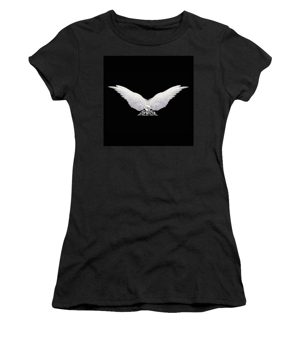 Rise White Wings - Women's T-Shirt (Athletic Fit) Women's T-Shirt (Athletic Fit) Pixels Black Small 