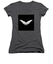 Rise White Wings - Women's V-Neck (Athletic Fit) Women's V-Neck (Athletic Fit) Pixels Charcoal Small 