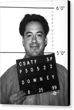 Robert Downey Jr Mug Shot 1999 Black And White - Canvas Print