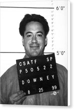 Robert Downey Jr Mug Shot 1999 Black And White - Canvas Print