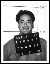 Robert Downey Jr Mug Shot 1999 Black And White - Framed Print