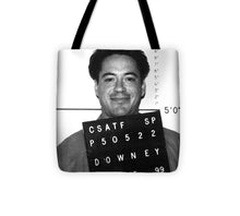 Robert Downey Jr Mug Shot 1999 Black And White - Tote Bag