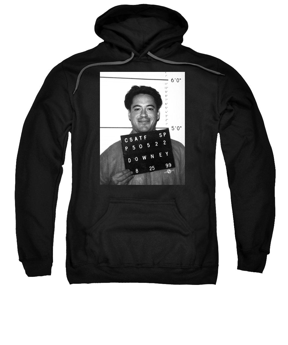 Robert Downey Jr Mug Shot 1999 Black And White - Sweatshirt