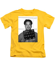 Robert Downey Jr Mug Shot 1999 Black And White - Kids T-Shirt