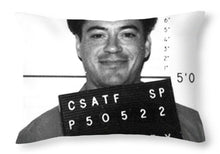 Robert Downey Jr Mug Shot 1999 Black And White - Throw Pillow