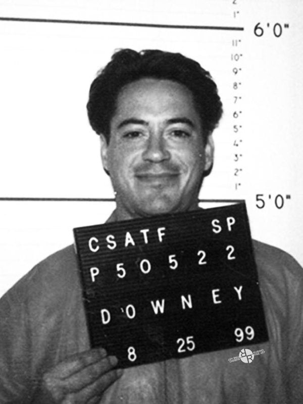 Robert Downey Jr Mug Shot 1999 Black And White - Art Print