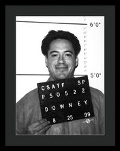 Robert Downey Jr Mug Shot 1999 Black And White - Framed Print