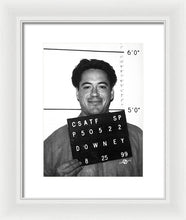 Robert Downey Jr Mug Shot 1999 Black And White - Framed Print