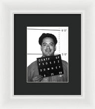 Robert Downey Jr Mug Shot 1999 Black And White - Framed Print