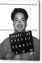 Robert Downey Jr Mug Shot 1999 Black And White - Acrylic Print