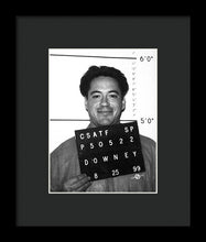 Robert Downey Jr Mug Shot 1999 Black And White - Framed Print