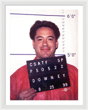 Robert Downey Jr Mug Shot 1999 Color - Framed Print
