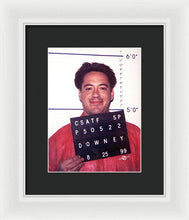 Robert Downey Jr Mug Shot 1999 Color - Framed Print