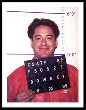 Robert Downey Jr Mug Shot 1999 Color - Framed Print