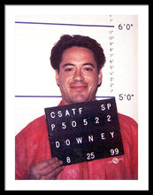 Robert Downey Jr Mug Shot 1999 Color - Framed Print