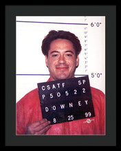 Robert Downey Jr Mug Shot 1999 Color - Framed Print