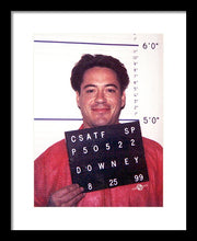 Robert Downey Jr Mug Shot 1999 Color - Framed Print