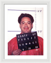 Robert Downey Jr Mug Shot 1999 Color - Framed Print