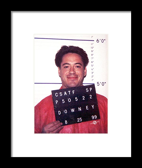 Robert Downey Jr Mug Shot 1999 Color - Framed Print