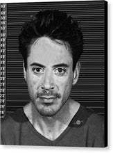 Robert Downey Jr Mug Shot 2001 Black And White - Canvas Print