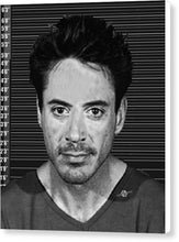 Robert Downey Jr Mug Shot 2001 Black And White - Canvas Print