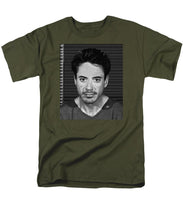 Robert Downey Jr Mug Shot 2001 Black And White - Men's T-Shirt  (Regular Fit)